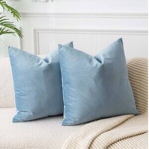 Juspurbet Velvet Light Blue Soft 26 X 26 Pillow Covers Couch Bed- Set of 2